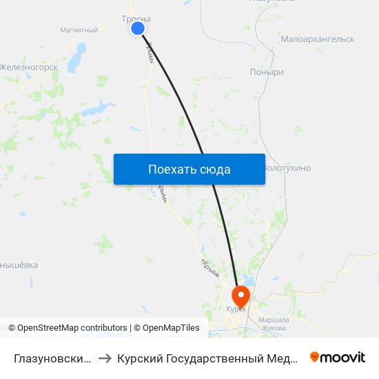 Глазуновский Поворот to Курский Государственный Медицинский Университет map