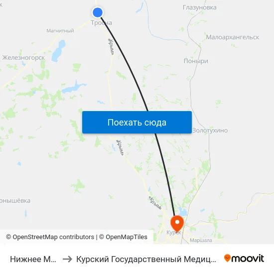 Нижнее Муханово to Курский Государственный Медицинский Университет map