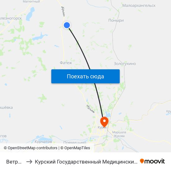 Ветренка to Курский Государственный Медицинский Университет map