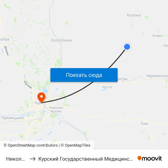 Никольское to Курский Государственный Медицинский Университет map