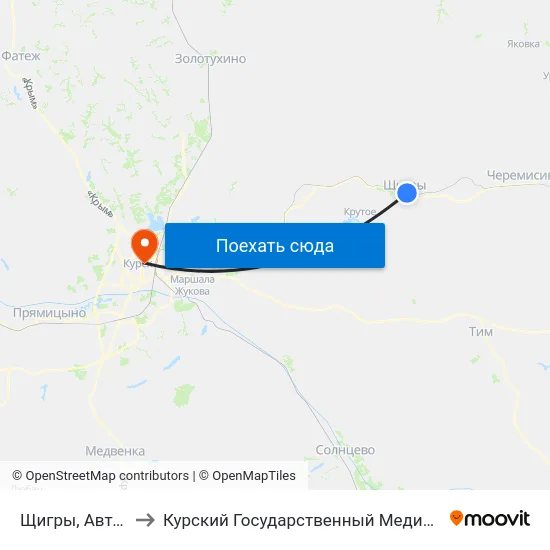 Щигры, Автостанция to Курский Государственный Медицинский Университет map