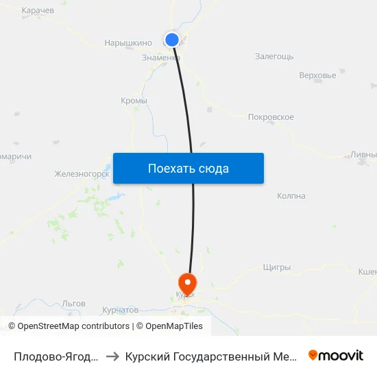 Плодово-Ягодная Станция to Курский Государственный Медицинский Университет map