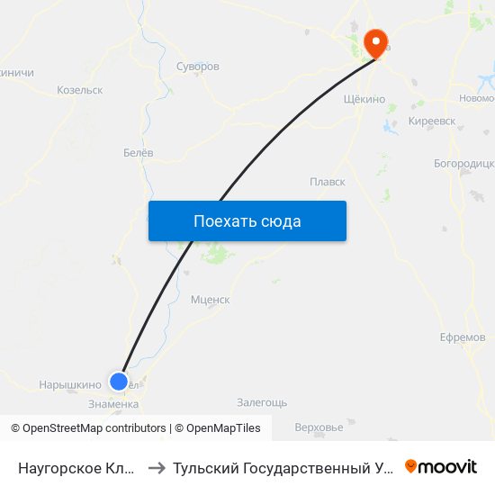 Наугорское Кладбище to Тульский Государственный Университет map