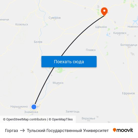 Горгаз to Тульский Государственный Университет map