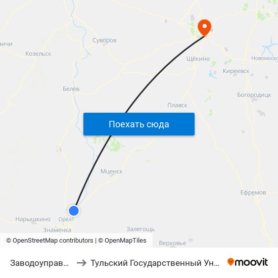 Заводоуправление to Тульский Государственный Университет map