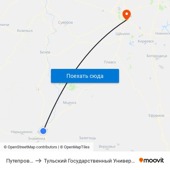 Путепровод to Тульский Государственный Университет map