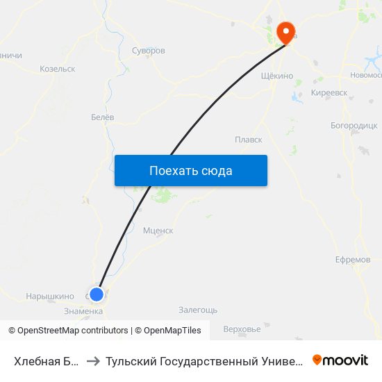 Хлебная База to Тульский Государственный Университет map