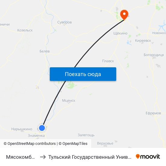 Мясокомбинат to Тульский Государственный Университет map