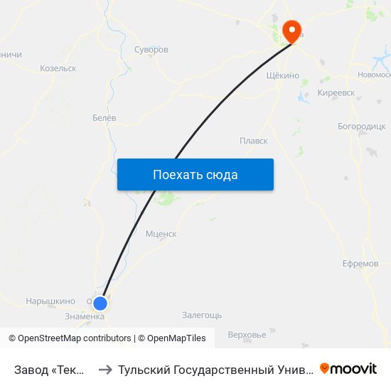 Завод «Текмаш» to Тульский Государственный Университет map