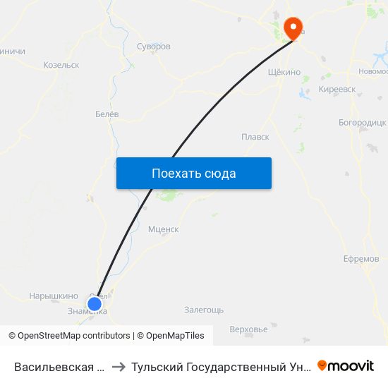 Васильевская Улица to Тульский Государственный Университет map