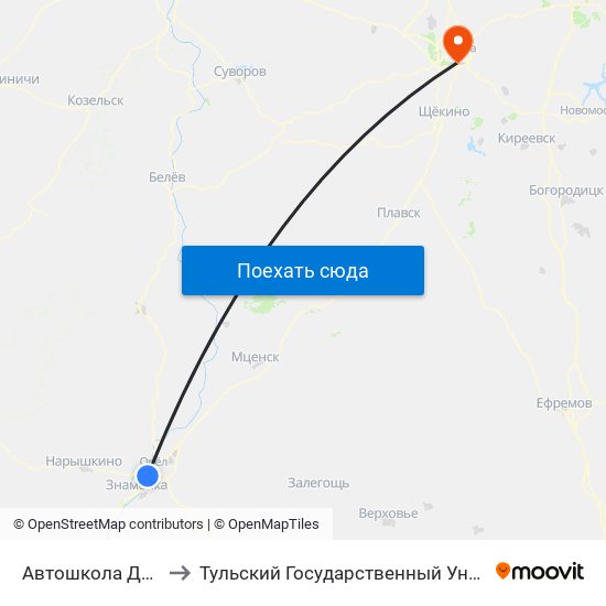 Автошкола Досааф to Тульский Государственный Университет map