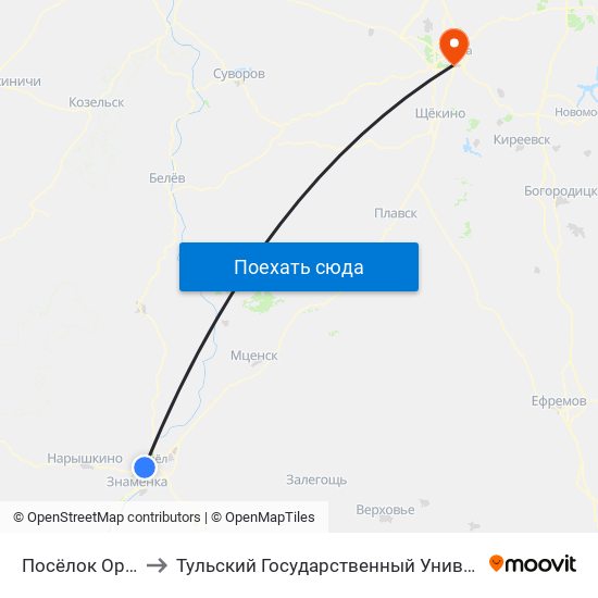 Посёлок Орлик to Тульский Государственный Университет map