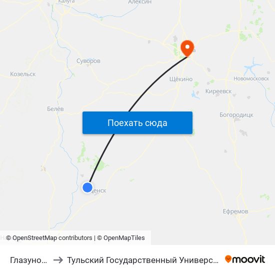 Глазуново to Тульский Государственный Университет map