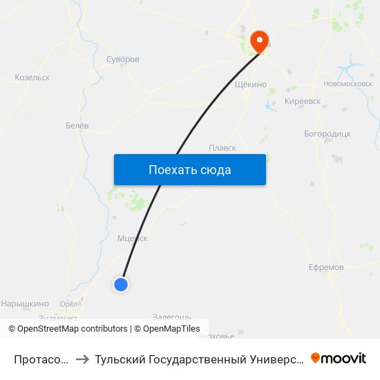 Протасово to Тульский Государственный Университет map