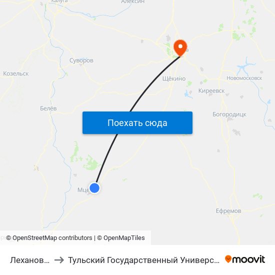 Лехановка to Тульский Государственный Университет map
