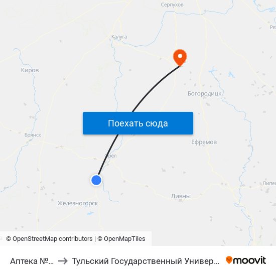 Аптека №10 to Тульский Государственный Университет map