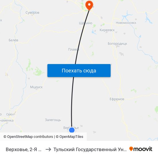 Верховье, 2-Я Школа to Тульский Государственный Университет map