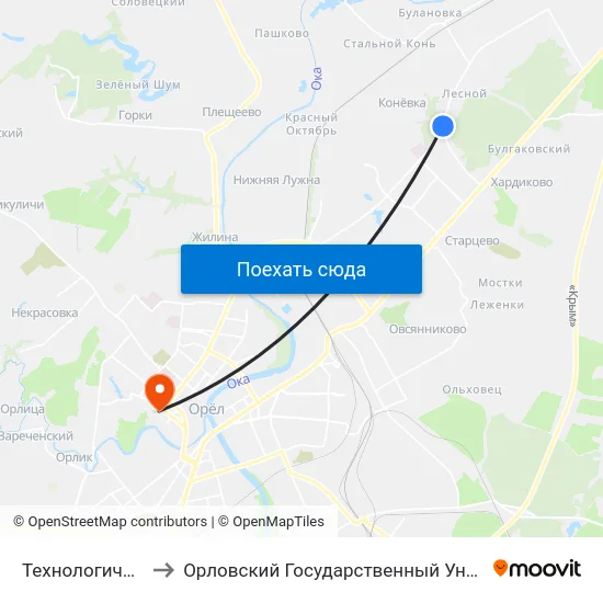 Технологический Техникум to Орловский Государственный Университет. Медицинский Институт map