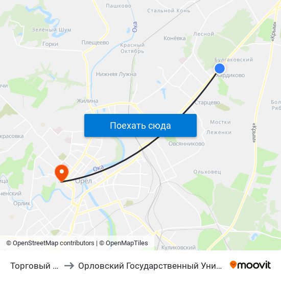 Торговый Центр «Рио» to Орловский Государственный Университет. Медицинский Институт map