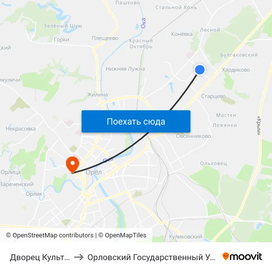 Дворец Культуры «Металлург» to Орловский Государственный Университет. Медицинский Институт map