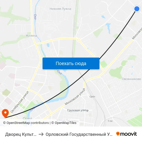 Дворец Культуры «Металлург» to Орловский Государственный Университет. Медицинский Институт map