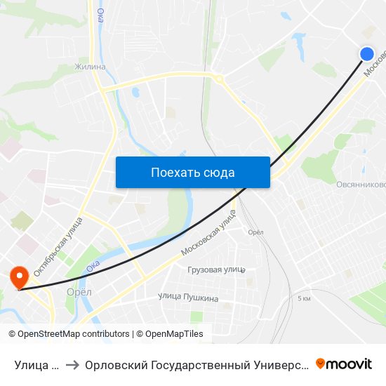 Улица Бурова to Орловский Государственный Университет. Медицинский Институт map