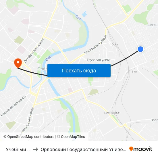 Учебный Комбинат to Орловский Государственный Университет. Медицинский Институт map