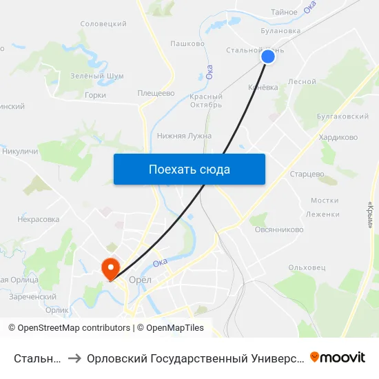 Стальной Конь to Орловский Государственный Университет. Медицинский Институт map