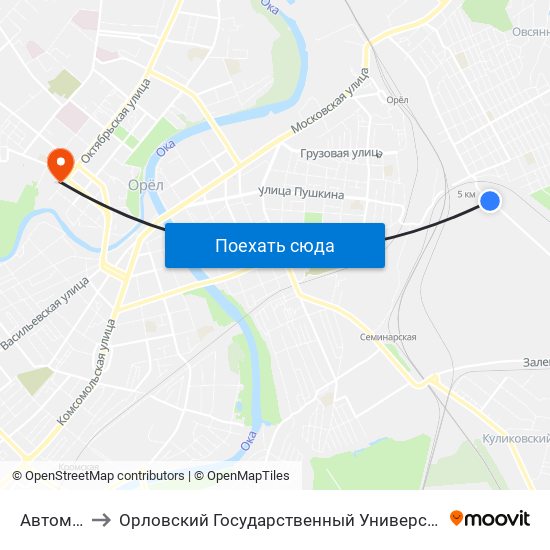 Автомагазин to Орловский Государственный Университет. Медицинский Институт map