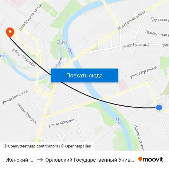 Женский Монастырь to Орловский Государственный Университет. Медицинский Институт map