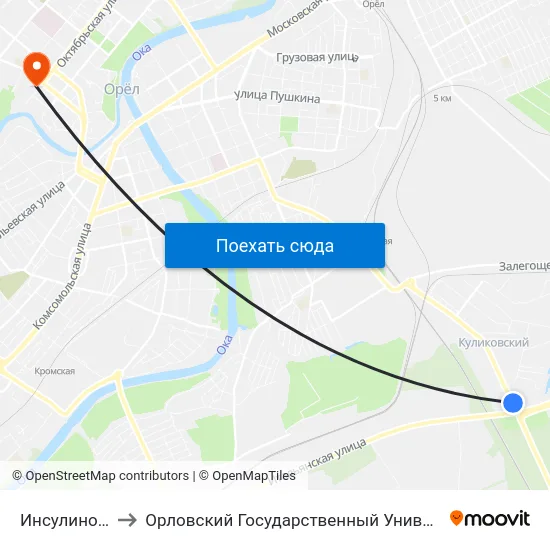Инсулиновый Завод to Орловский Государственный Университет. Медицинский Институт map