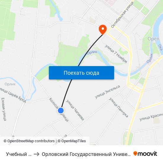 Учебный Комбинат to Орловский Государственный Университет. Медицинский Институт map