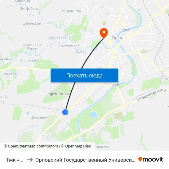 Тмк «Гринн» to Орловский Государственный Университет. Медицинский Институт map