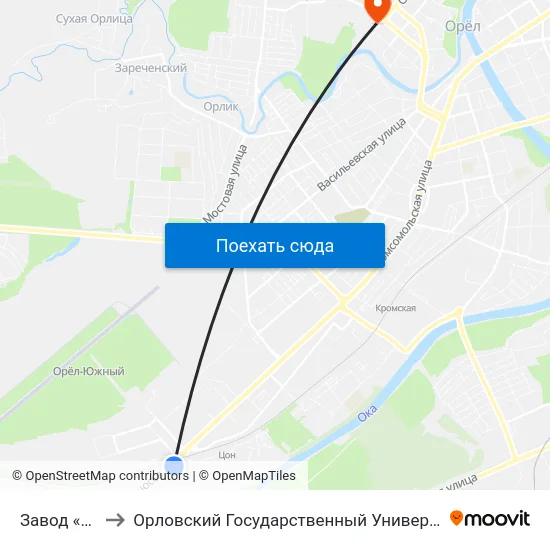 Завод «Дормаш» to Орловский Государственный Университет. Медицинский Институт map
