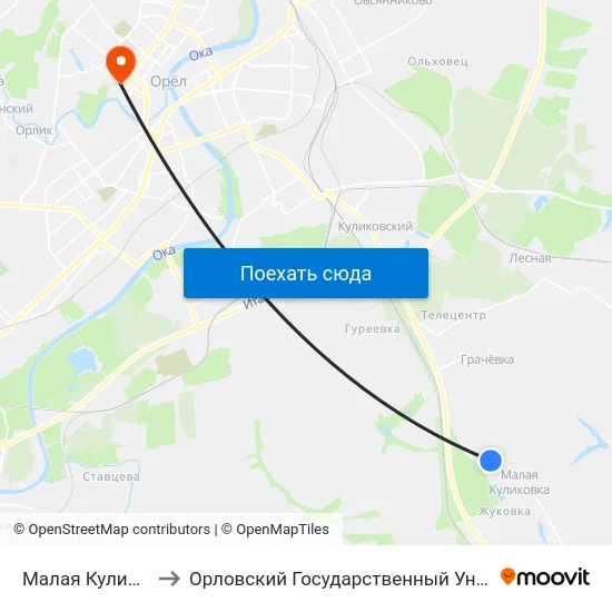 Малая Куликовка, Середина to Орловский Государственный Университет. Медицинский Институт map
