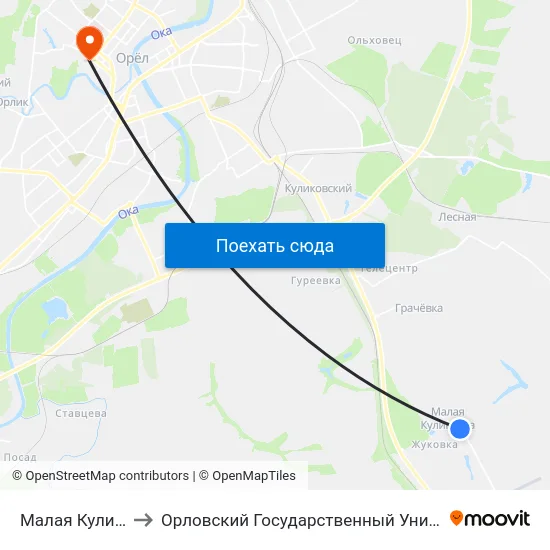 Малая Куликовка, Ферма to Орловский Государственный Университет. Медицинский Институт map