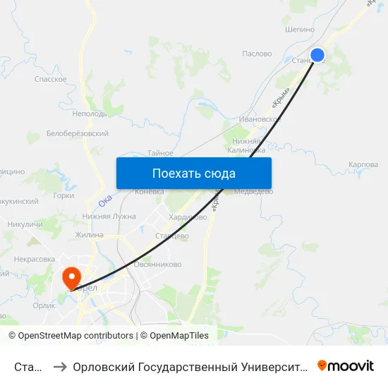 Становое to Орловский Государственный Университет. Медицинский Институт map