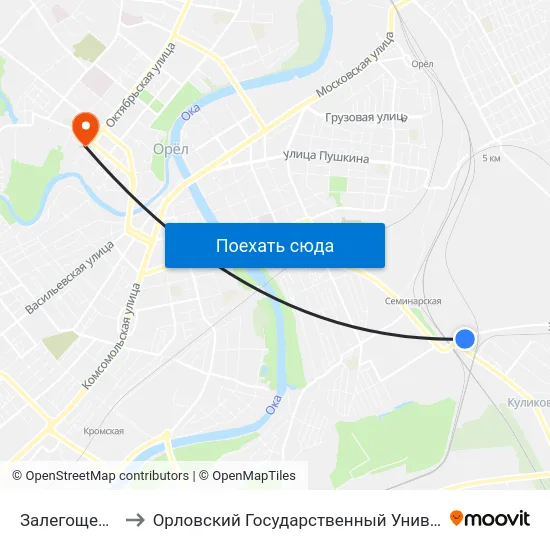Залегощенское Шоссе to Орловский Государственный Университет. Медицинский Институт map