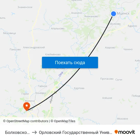 Болховское Кладбище to Орловский Государственный Университет. Медицинский Институт map