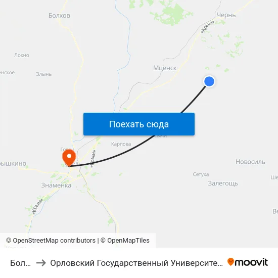 Болгары to Орловский Государственный Университет. Медицинский Институт map