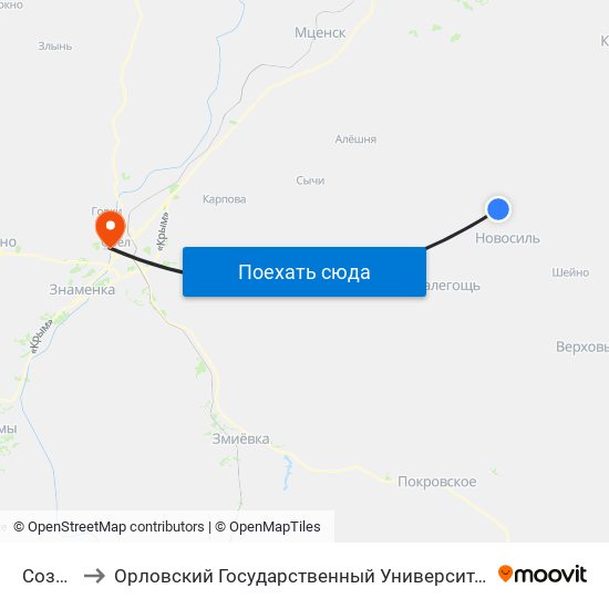 Сознанье to Орловский Государственный Университет. Медицинский Институт map