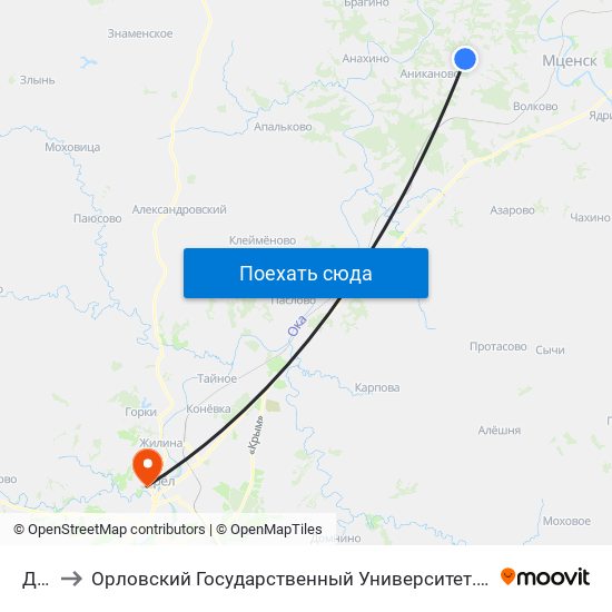 Дачи to Орловский Государственный Университет. Медицинский Институт map