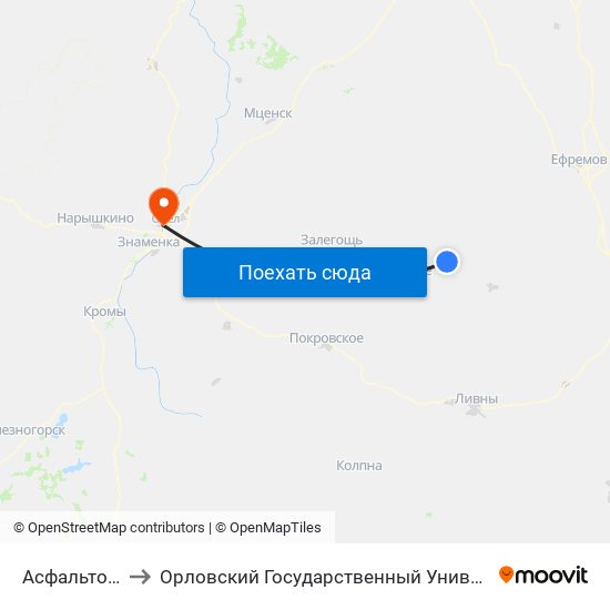 Асфальтовый Завод to Орловский Государственный Университет. Медицинский Институт map