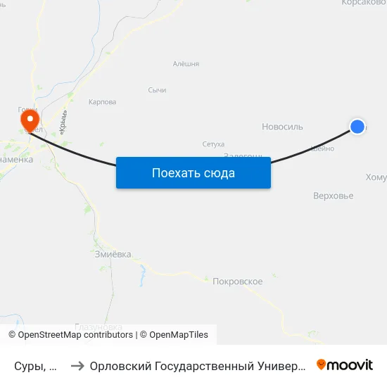 Суры, Площадь to Орловский Государственный Университет. Медицинский Институт map