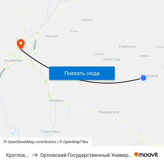 Круглое, Поворот to Орловский Государственный Университет. Медицинский Институт map