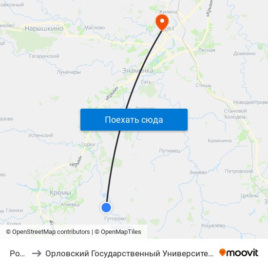 Родина to Орловский Государственный Университет. Медицинский Институт map