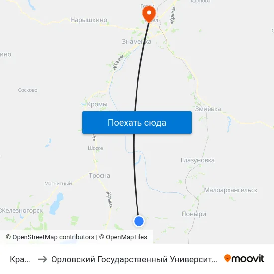 Красавка to Орловский Государственный Университет. Медицинский Институт map