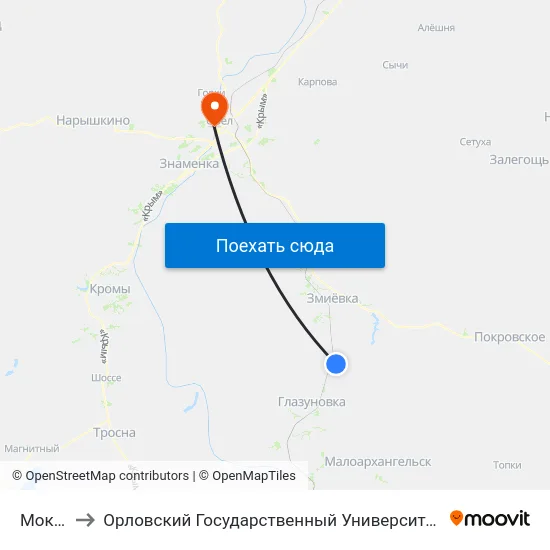 Мокрицы to Орловский Государственный Университет. Медицинский Институт map