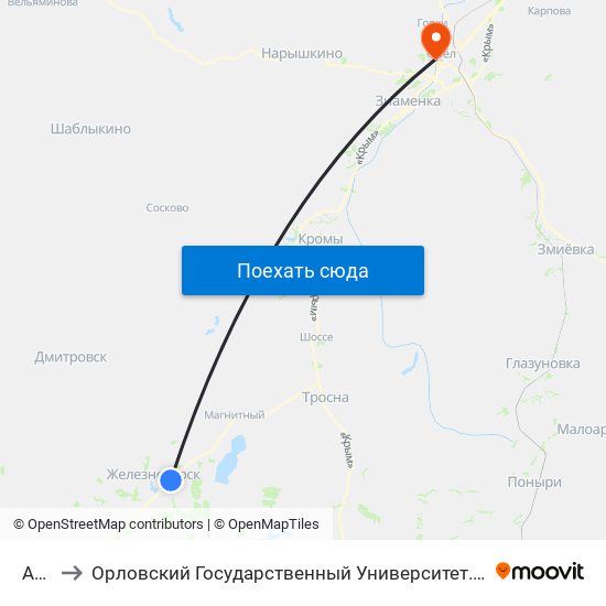 Атрм to Орловский Государственный Университет. Медицинский Институт map