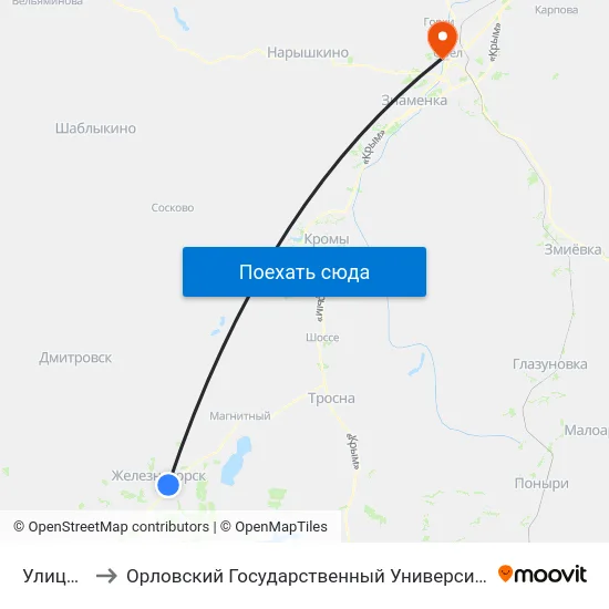 Улица Мира to Орловский Государственный Университет. Медицинский Институт map